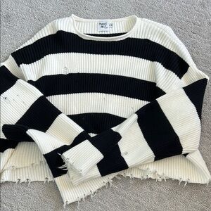Princess Polly Black and White Striped Crew Neck Sweater